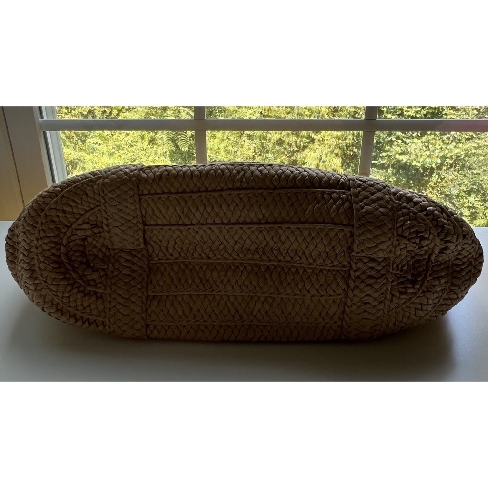 Straw Tote Bag Large Beige Woven Purse Floral Scarf Coastal Beach Cottagecore - Picture 4 of 6